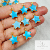 Turquoise Star Shape Gemstone Pendant, 925 Silver Electroplated Single Loop Gemstone Connector, Pendant, DIY Jewelry Making Supply, Gift